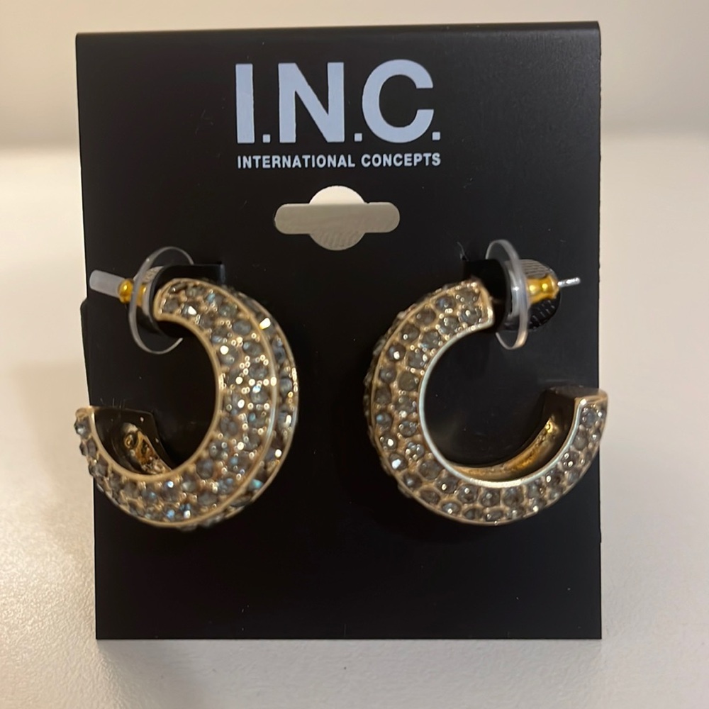 Gold and smokey topaz colored hoops